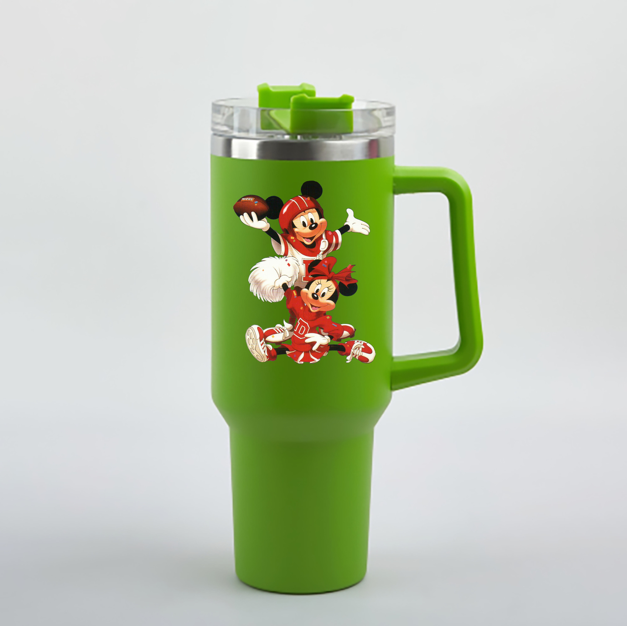 （画像用） ミッキーマウス Mickey Mouse 1200mL車用タンブラー - クリスタルステッカー（プラスチックストロー付き）